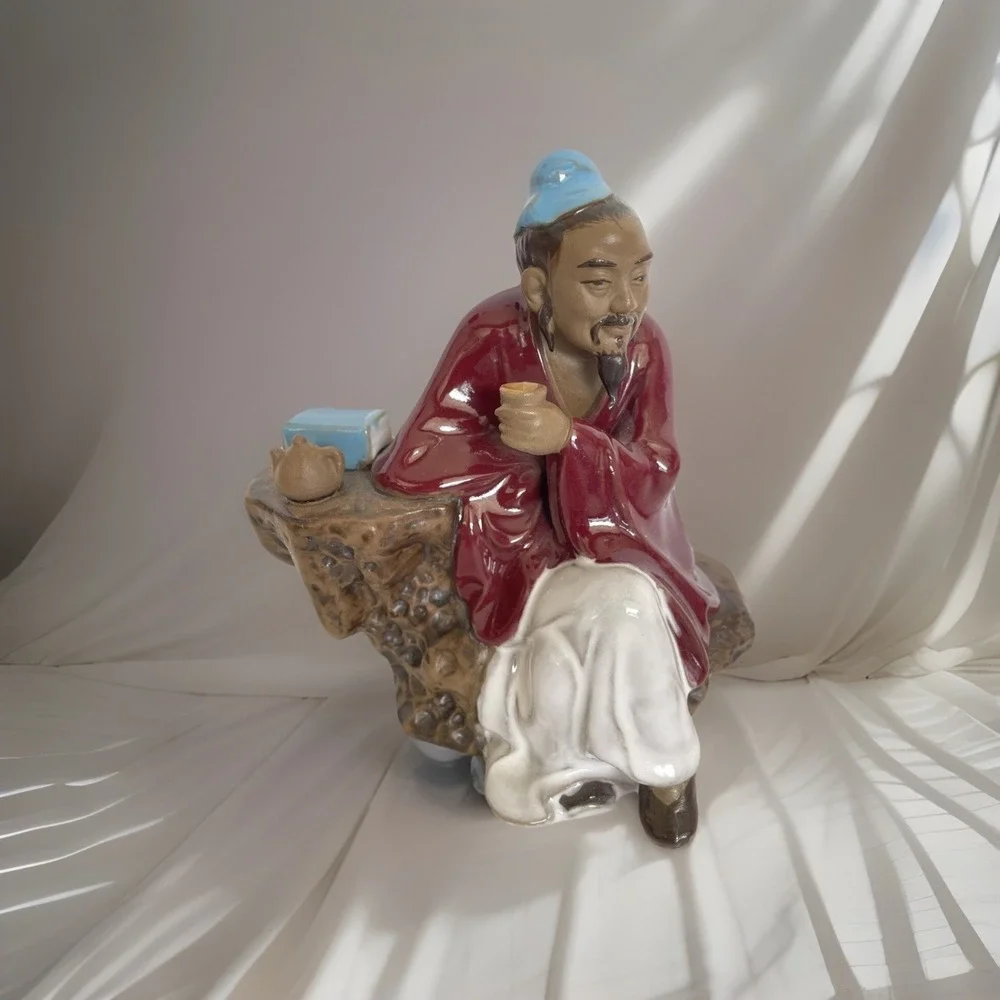 Red Barrel Studio Chinese‎ Clay Man Drinking Tea, Tea Master Figurine 6